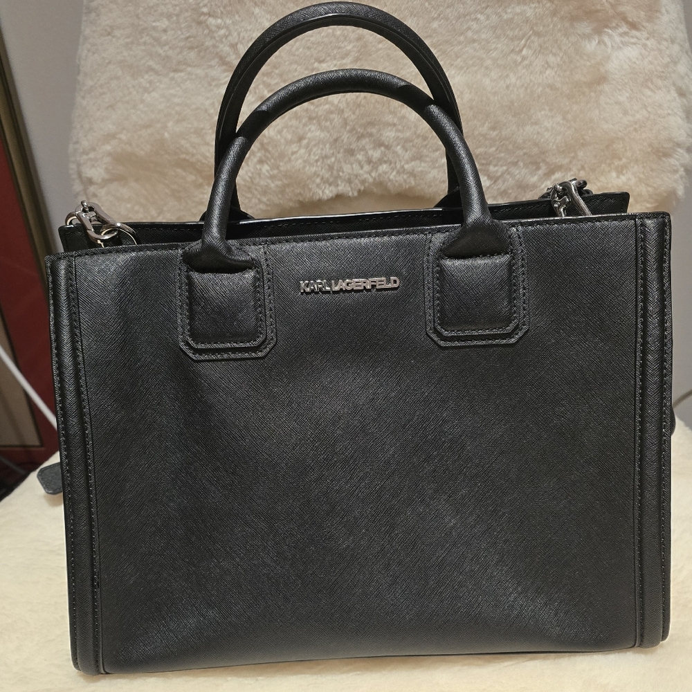 Karl Lagerfeld Classic Black Bag with Silver Accents